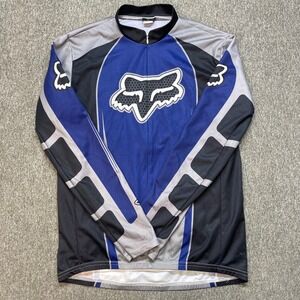 Fox Racing Long Sleeve Motocross Jersey Men's Large Blue Black Grey